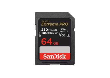 SANDISK SD EXTREME PRO UHS-II 64GB (jusqu'à 280MB/S en lecture et 150MB/S en écriture)