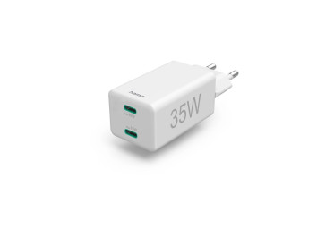 HAMA CHARGEUR RAPIDE USB-C X2 MINI-CHARGEUR 35W Blanc