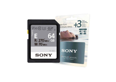 SONY Pack ZEN : Carte SD UHS-II Série E 270/70MB/S 64GO V30 + Extension de garantie de 3 ans