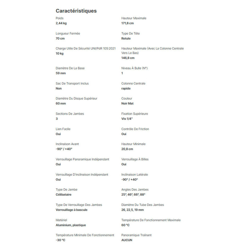 MANFROTTO 190X AS TREPIED 3 SECTIONS ALU AVEC ROTULE BALL 496 ARCA