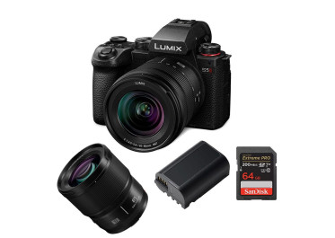 PANASONIC LUMIX DC-S5 II + L 20-60 mm f/3,5-5,6 S + L 85 mm f/1,8 + 2e batterie + Sandisk SD Extreme Pro 64GB