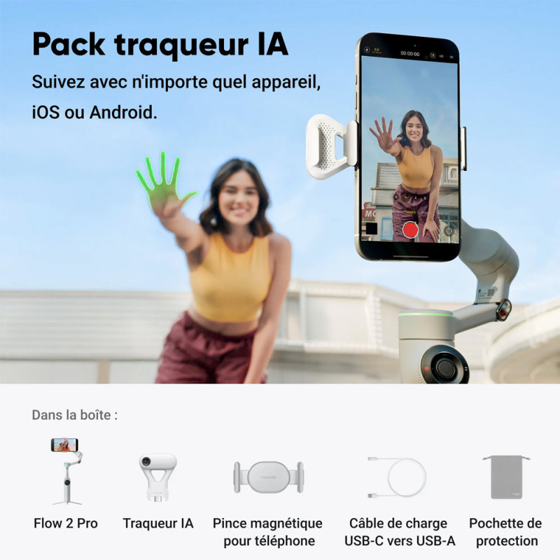 INSTA360 FLOW 2 PRO AI TRACKER BUNDLE STONE GREY