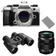 OM SYSTEM OM-5 Mark II Silver + 12-40 mm f/2,8 PRO II + Jumelles 8-16X40 S + 2e batterie BLS-50