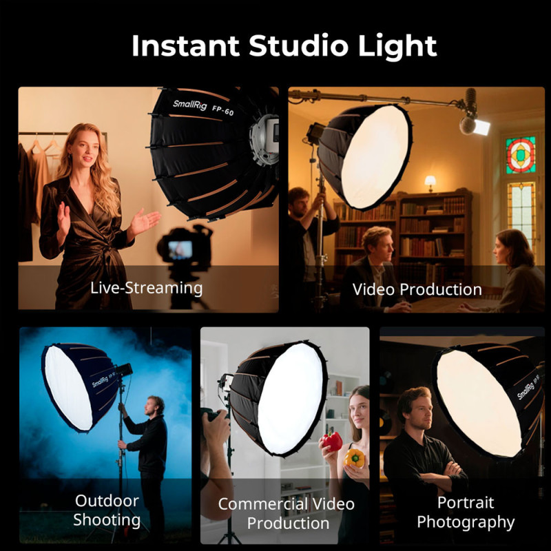 SMALLRIG 5396 FP-60 QUICK SETUP FOLDING PARABOLIC SOFTBOX