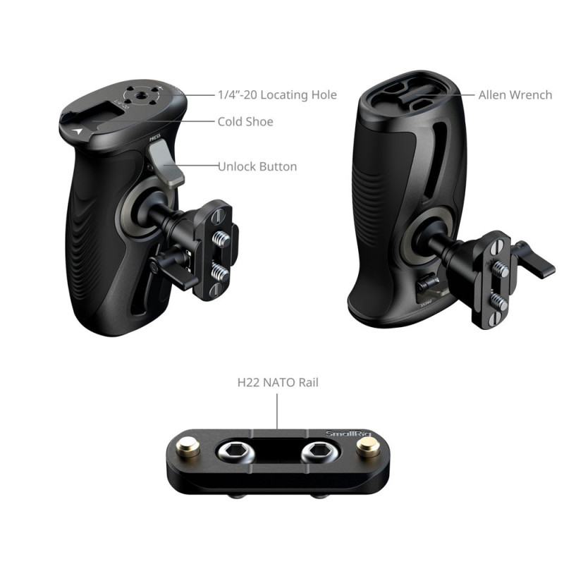 SMALLRIG 5194 ROTATING SIDE HANDLE AVEC PAS DE VIS 1/4"-20