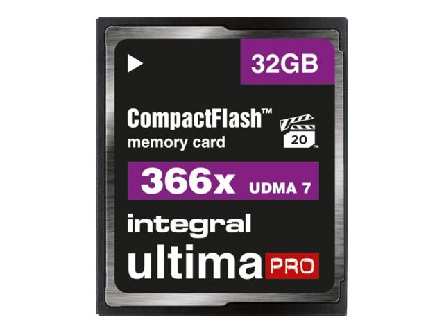Carte CompactFlash Integral 32Go UDMA VPG-20 366X - Vitesse 55/25 Mo/s