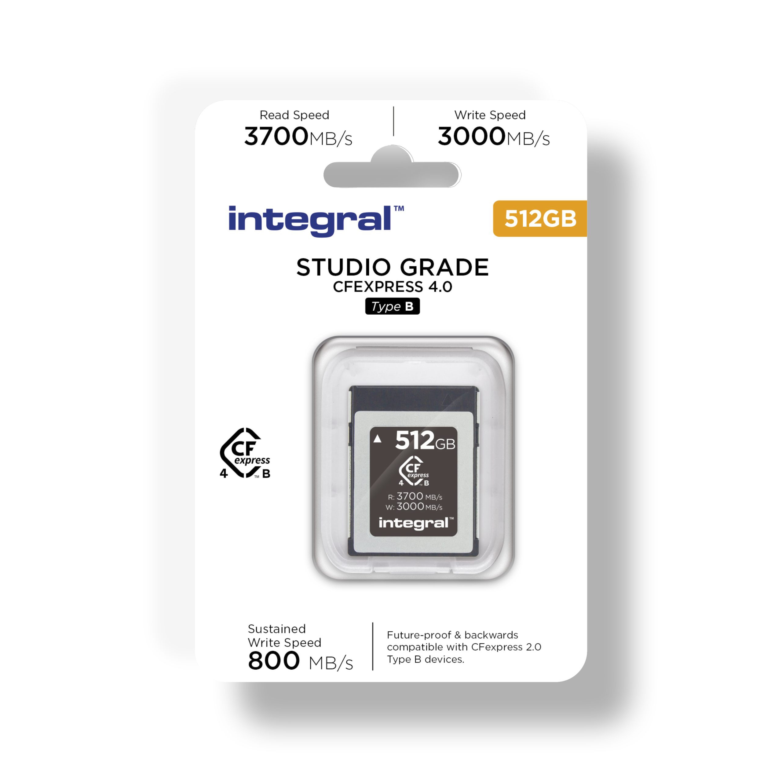 Carte CFexpress Integral 512Go Studio Grade 4.0 - 3700/3000 Mo/s