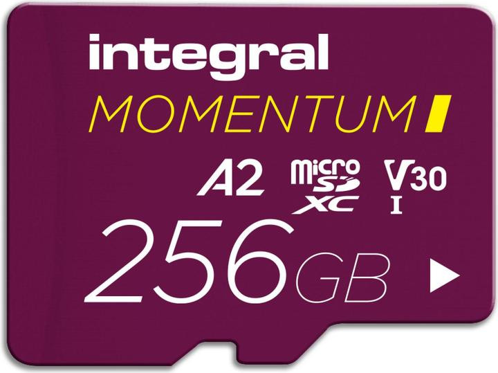Carte microSD Integral Momentum I 256 Go - Vitesse 210/180 Mo/s V30 A2