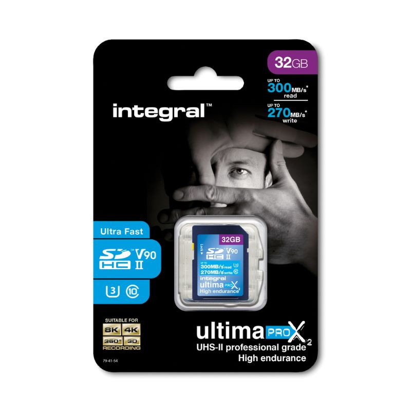 Carte SD Integral Ultima Pro X2 32 Go UHS-II V90 - 300/270 Mo/s