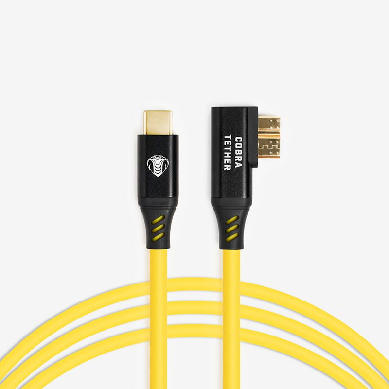 Câble USB-C vers Micro-B 90° 10m 5Gbit/s jaune - COBRA UNION