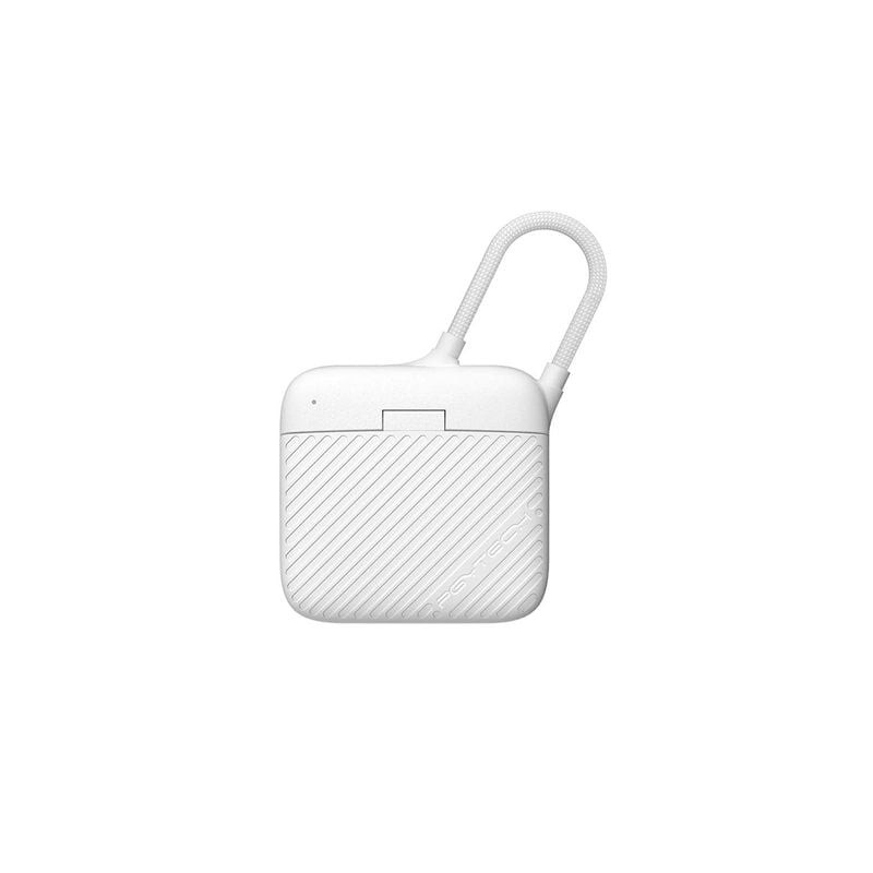 Étui-lecteur mini PGYTECH CreateMate haute vitesse blanc avec câble USB-C intégré et dragonne, vue p