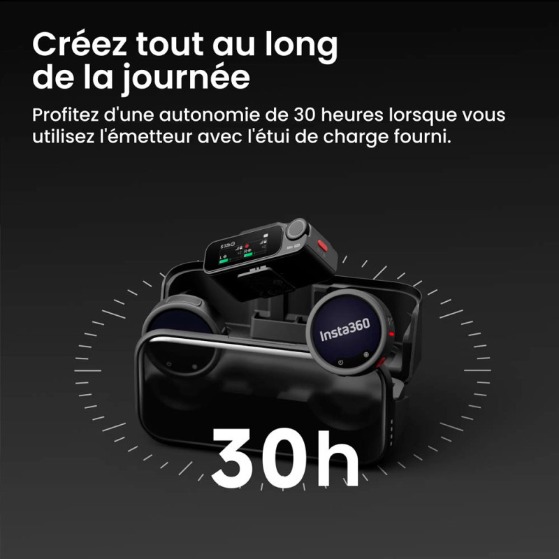 Insta360 Mic Pro (2x transmetteurs + 1x récepteur) – Micro Sans Fil Pro 32-bit Float