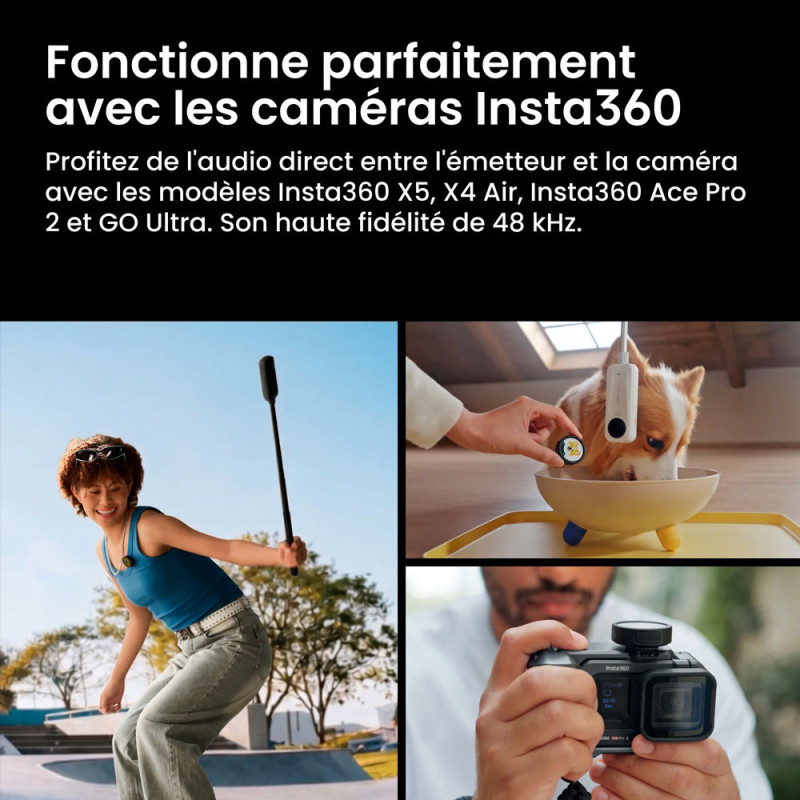 Insta360 Mic Pro (2x transmetteurs + 1x récepteur) – Micro Sans Fil Pro 32-bit Float