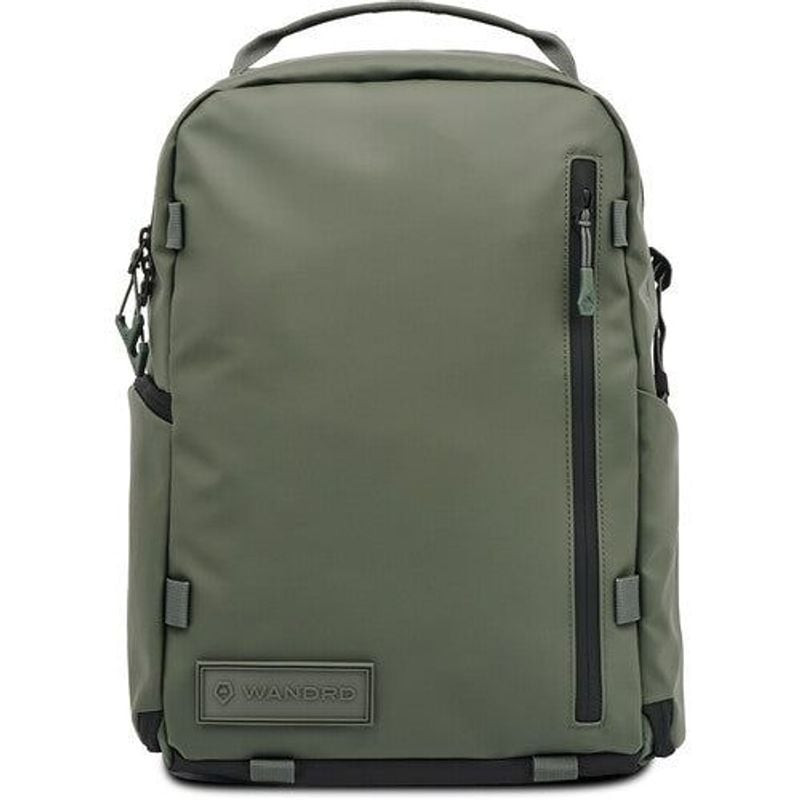 WANDRD PRVKE 21L Zip Photo Bundle en Wasatch Green, vue avant montrant fermeture zippée supérieure, 