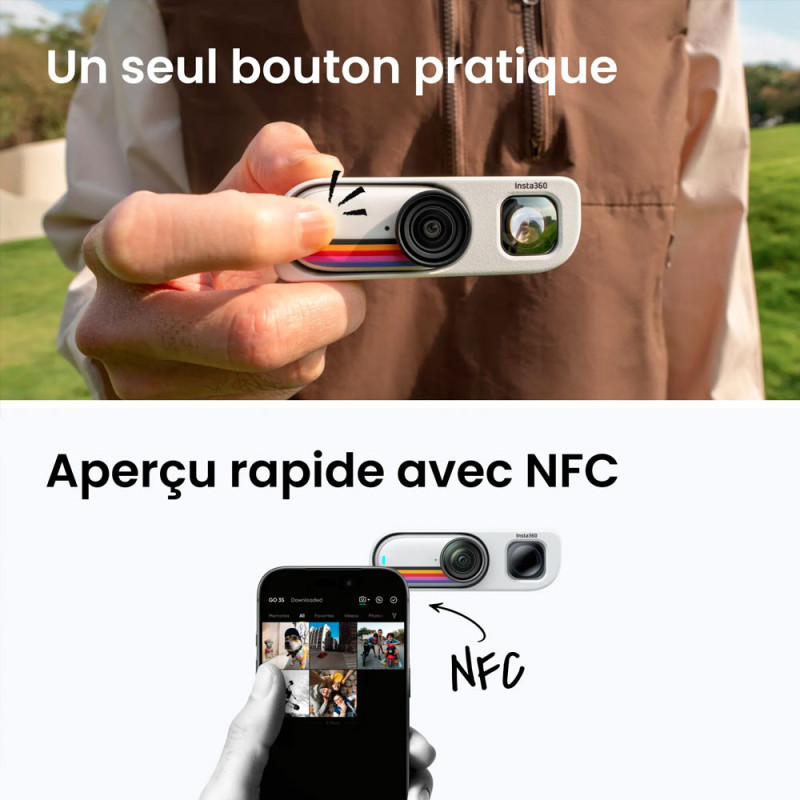 Insta360 GO 3S Pack Rétro 128 Go Blanc – Caméra 4K