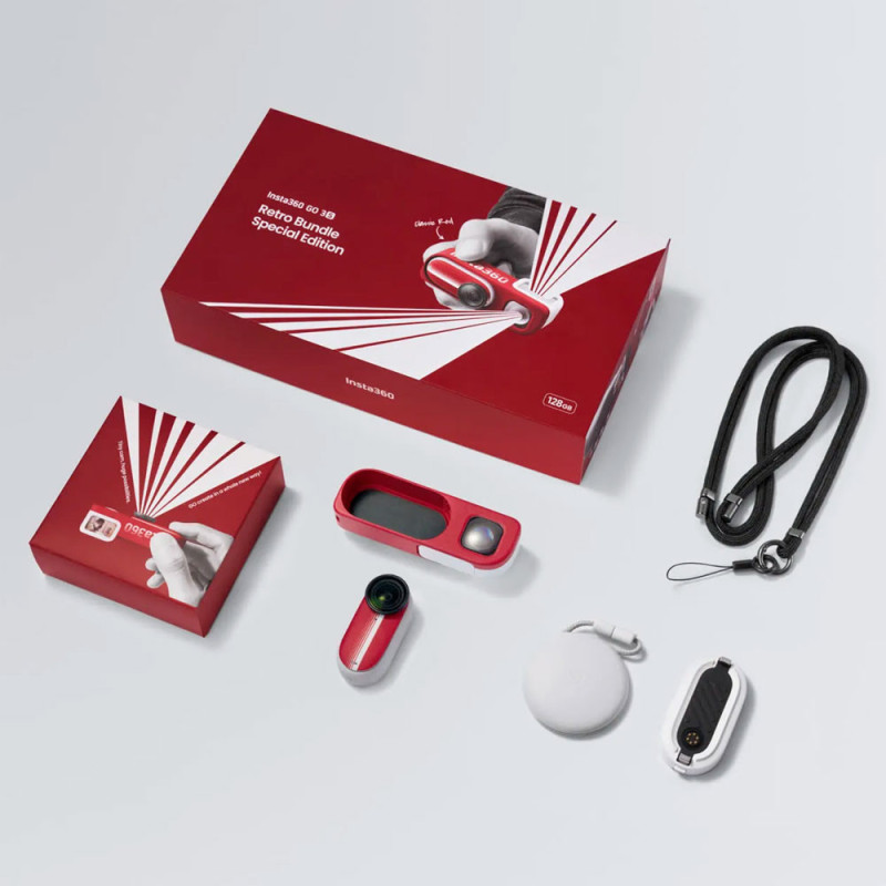 Insta360 GO 3S Pack Rétro Rouge 128 Go – Caméra 4K