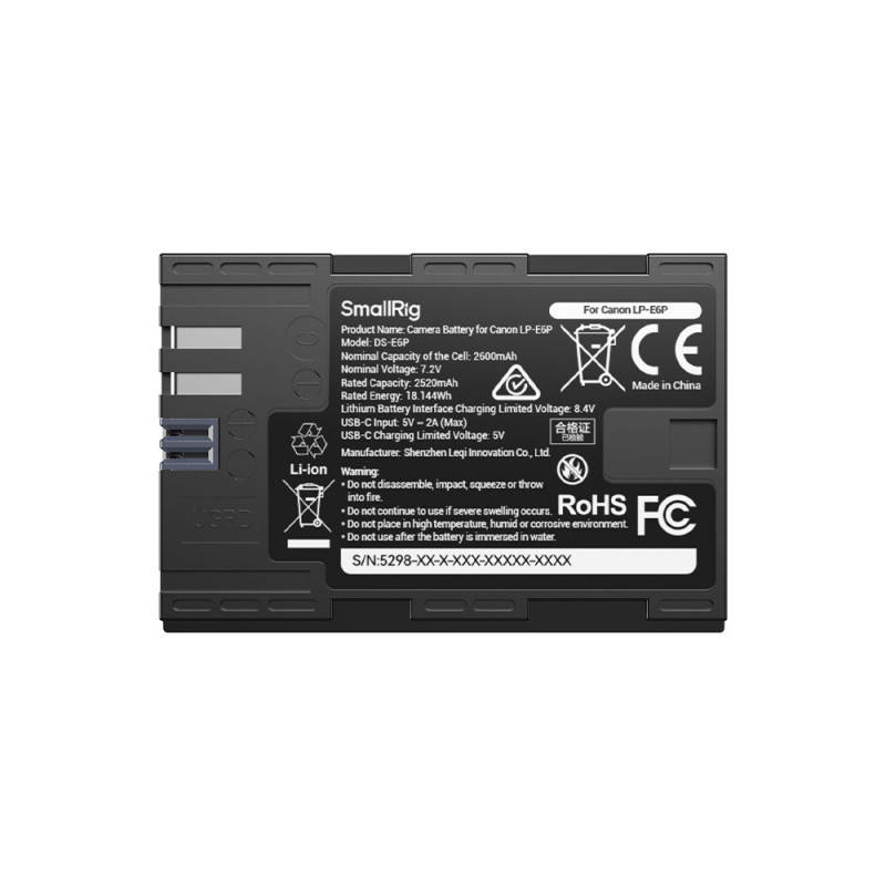 SMALLRIG 5298 USB-C CAMERA BATTERY FOR CANON LP-E6P