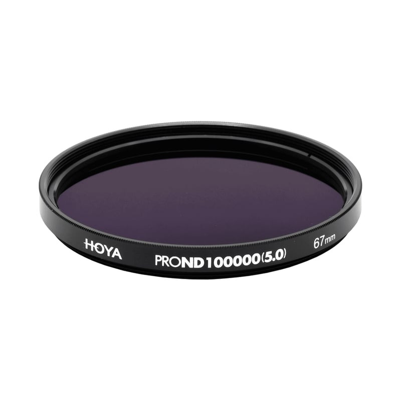 Filtre ND ultra-sombre Hoya Pro ND100000 67mm pour photographie solaire, vue avant montrant le verre