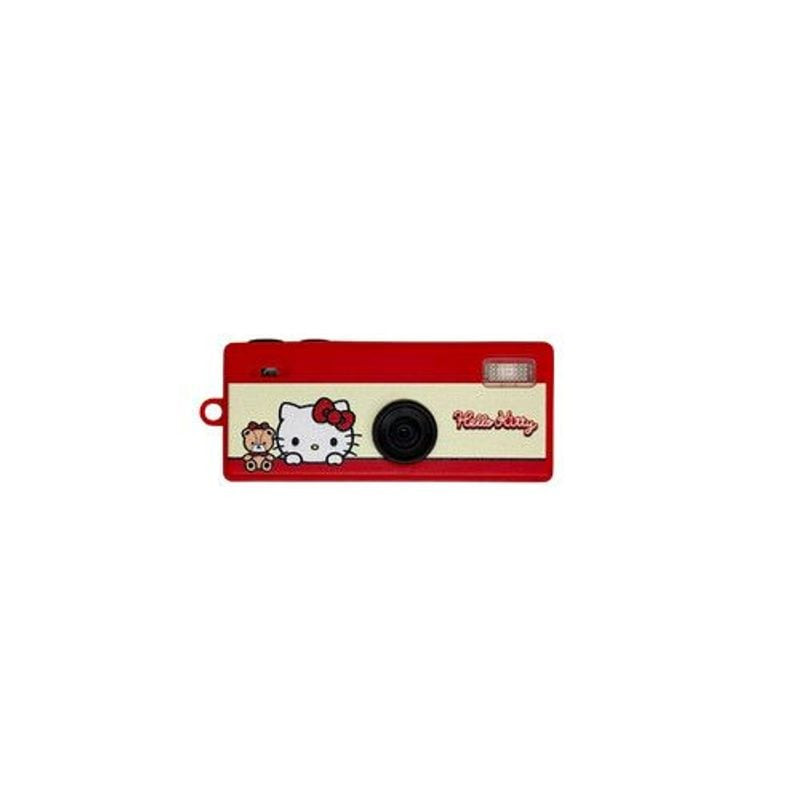 Packshot YASHICA Funtastic Hello Kitty Classic, petit appareil photo rose avec anneau porte-clés.
