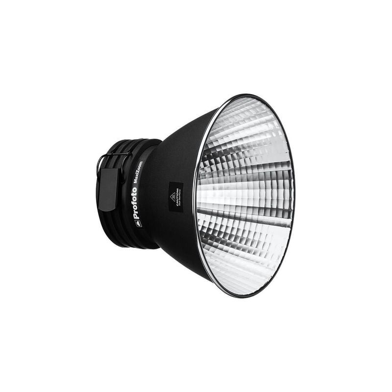 Packshot en gros plan de l'intérieur facetté du réflecteur Profoto MaxiZoom 1392524, montrant sa sur