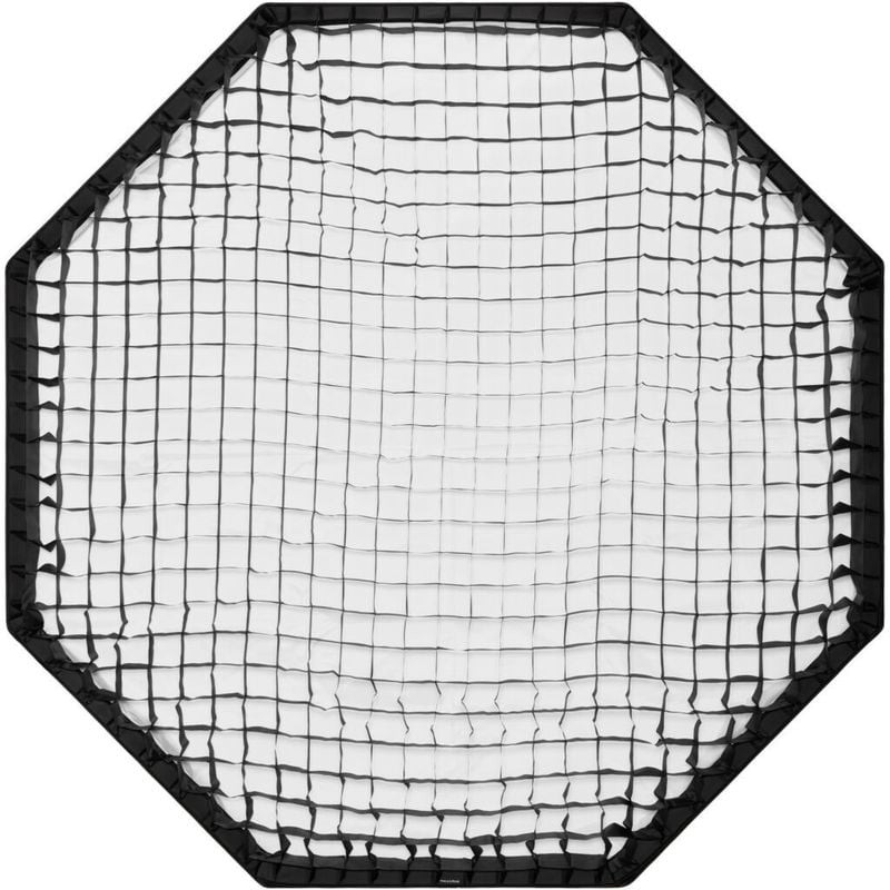 Vue en angle du Profoto Softgrid 5' Octa (150 cm) montrant les points de fixation velcro sécurisés s