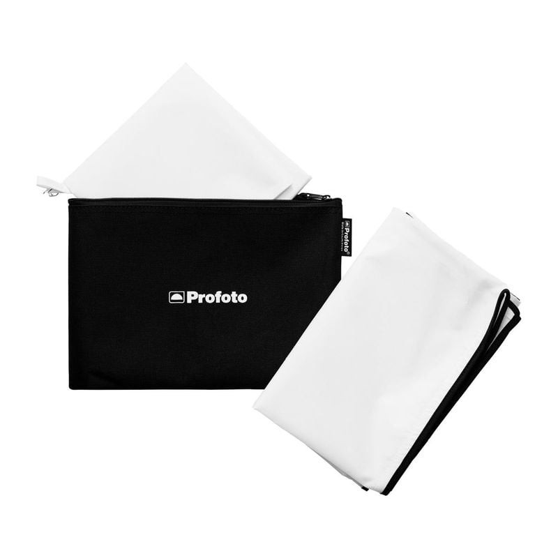 Packshot du kit diffuseur Profoto 1392507 montrant le diffuseur avant, le baffle intérieur et la poc