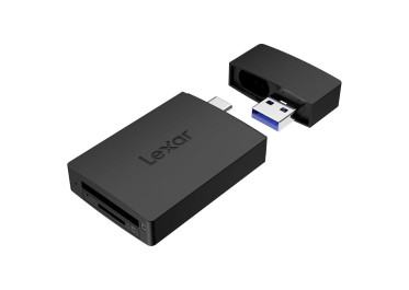 Lecteur de cartes SD et microSD double emplacement portable Lexar RW360 avec connecteurs USB-A et US