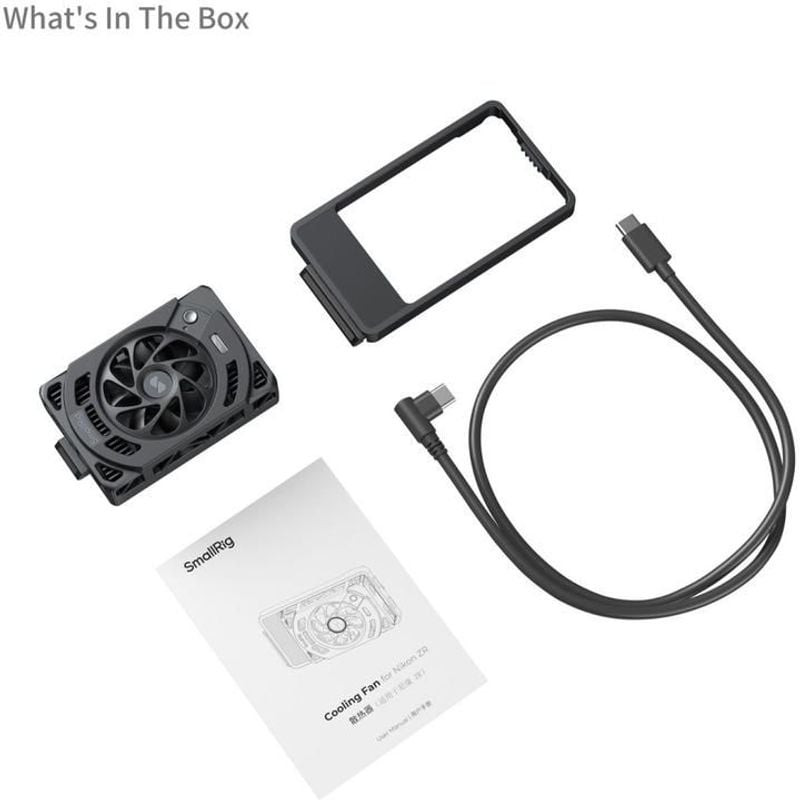 Packshot du ventilateur SmallRig 5874 montrant les évents latéraux et l'interrupteur à double mode.
