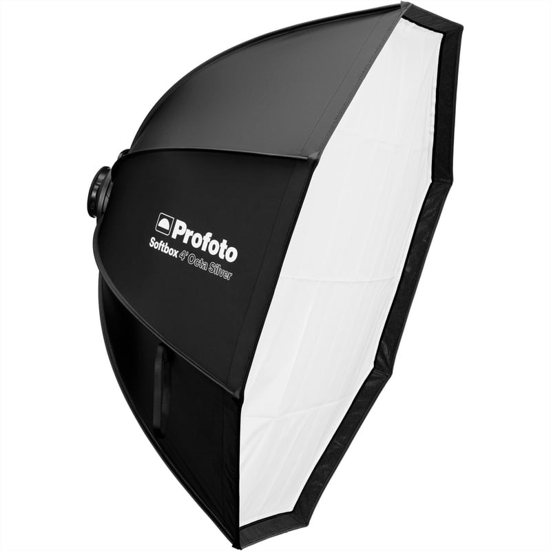 Profoto Softbox Octa 4' (120 cm) à intérieur argenté, vue de face montrant la forme octogonale et le