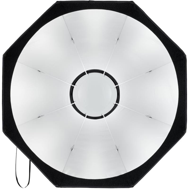 Vue avant du Profoto Beauty Dish Blanc 60cm, intérieur blanc et masque circulaire pour lumière douce
