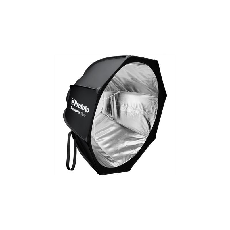 Vue en angle du Profoto Beauty Dish Silver 24 pouces, intérieur argenté.