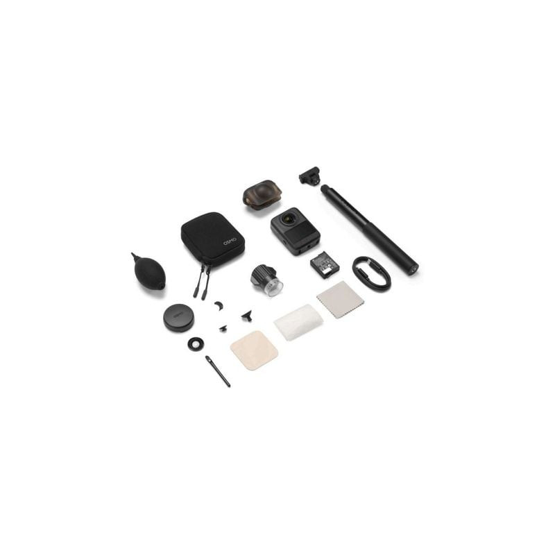 Packshot DJI OSMO 360 II GET SET COMBO, caméra 360° 8K avec selfie stick invisible