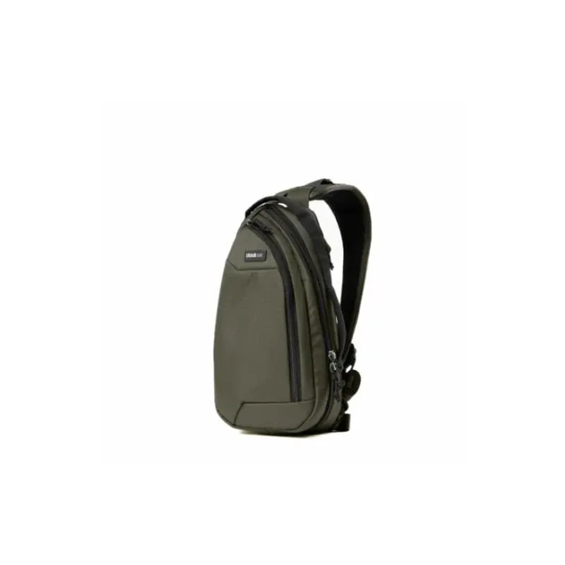 Packshot du sac photo sling THINK TANK TURNSTYLE 5L GREENWAY, coloris vert, vu de face sur fond blan