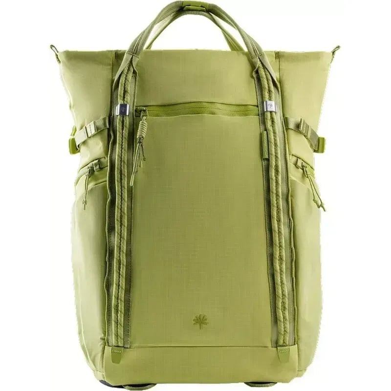 Vue de face du sac à dos PGYTECH OneGo Roamer Tote 18L vert gazon avec double poignée et bretelles