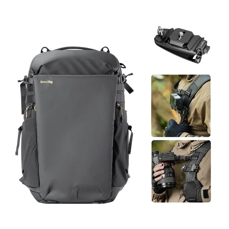 Sac à dos SMALLRIG 6521 BACKPACK STORAGE BAG (25L) vue de face, noir, pour photographes.
