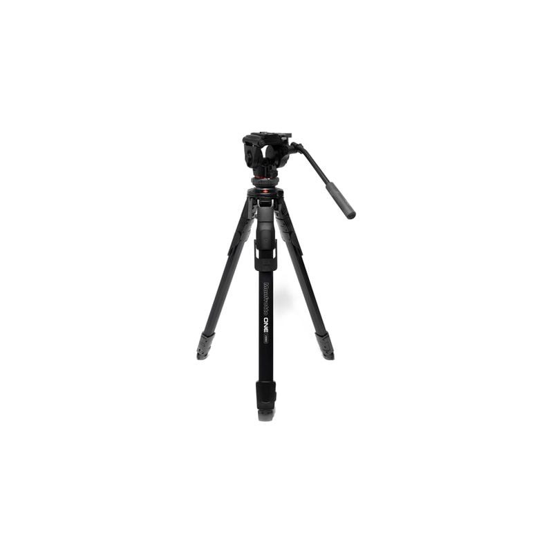Trépied Manfrotto ONE Video Alu avec rotule fluide 500X, jambes aluminium noires et poignée panorami