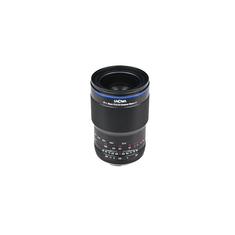 Objectif macro LAOWA 35/2.8 ACRIS MACRO APO 1X monture L en packshot sur fond neutre