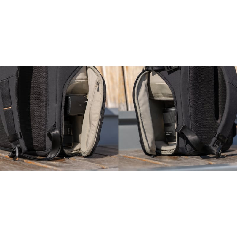 Détail du PGYTECH SAC A DOS ONEGO LITE BACKPACK 16L : compartiment rembourré et accès rapide.