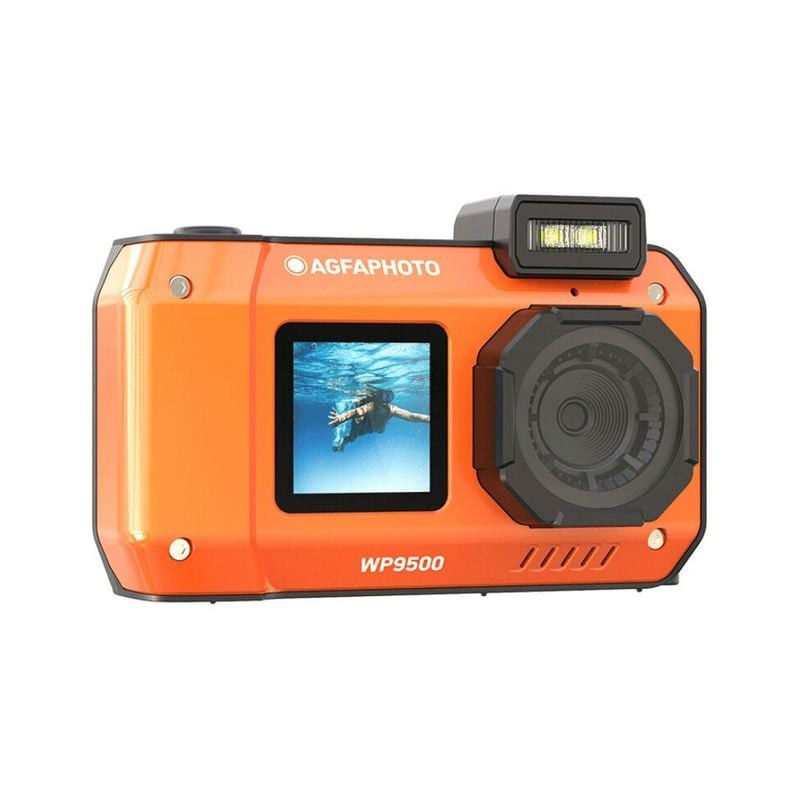 Packshot de l'appareil photo étanche AGFA WP9500BK ORANGE de AGFA PHOTO, compact et robuste.