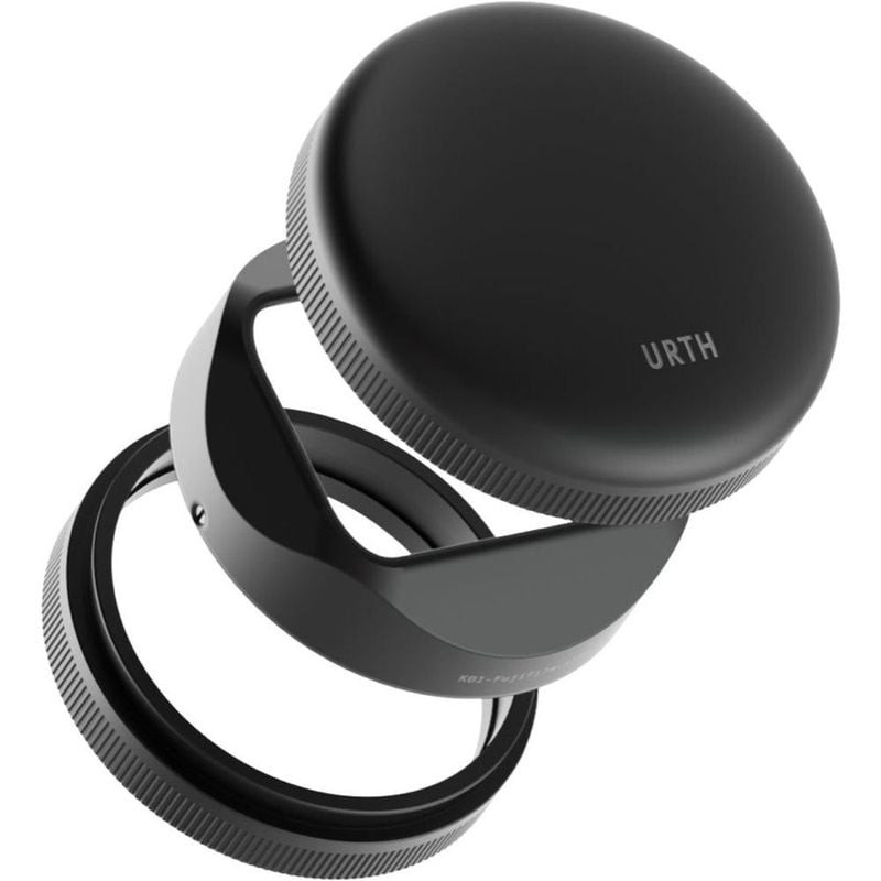 Packshot du pare-soleil URTH FUJIFILM X100 V/IV LENS HOOD KIT BLACK en aluminium noir pour Fujifilm 