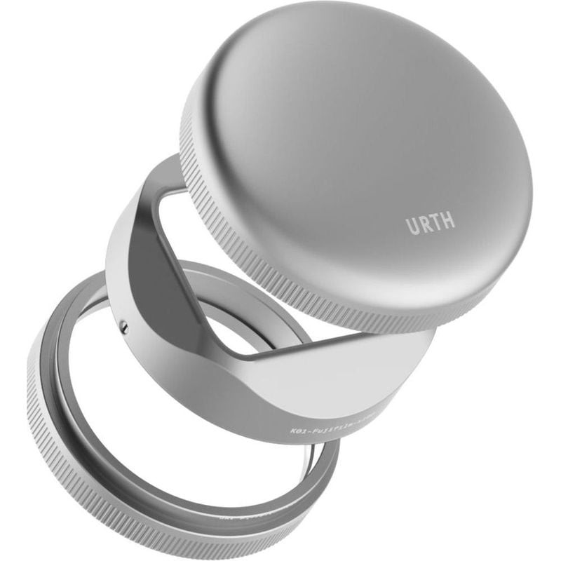 Packshot du kit pare-soleil URTH FUJIFILM X100 V/IV LENS HOOD KIT SILVER en argent