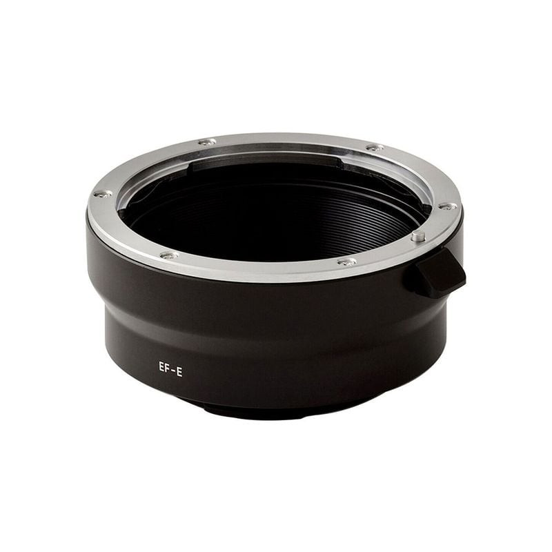 Packshot de l'adaptateur URTH LENS MOUNT ADAPTER COMPATIBLE CANON EF-EF-S TO SONY E en aluminium.