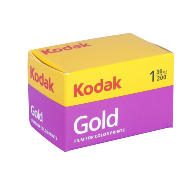 Packshot de la pellicule KODAK GOLD 200 135-36, film négatif couleur 35 mm ISO 200, 36 poses