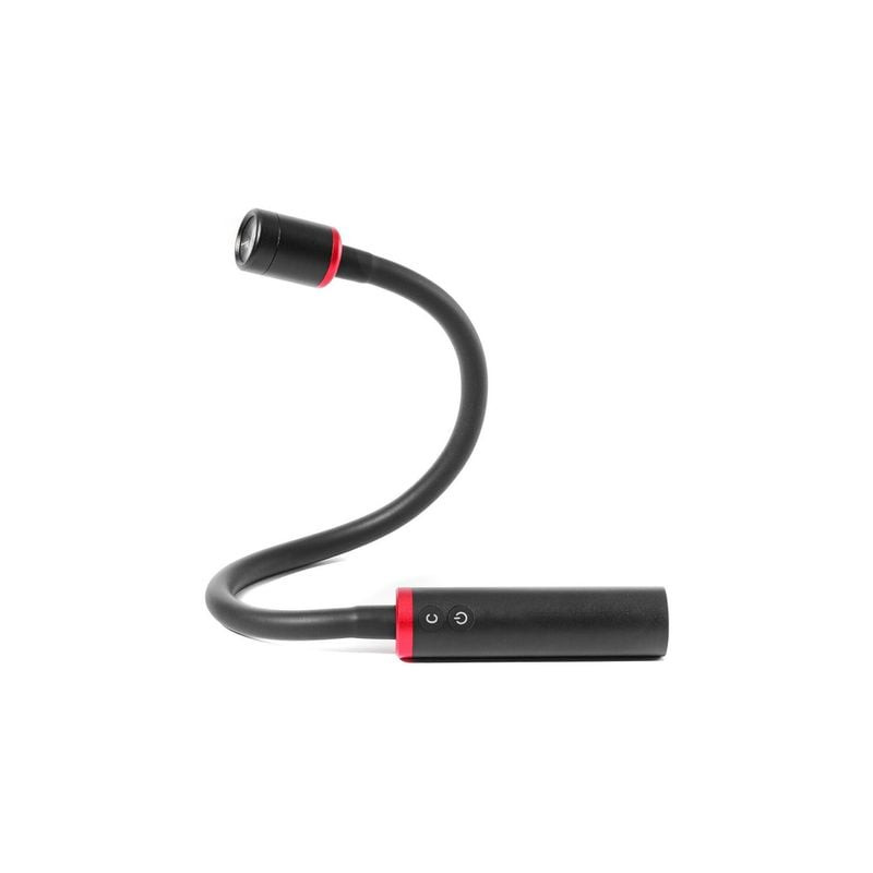 Packshot de la lampe LED macro SmallRig RM 03 avec bras col de cygne flexible noir, tête LED et poig