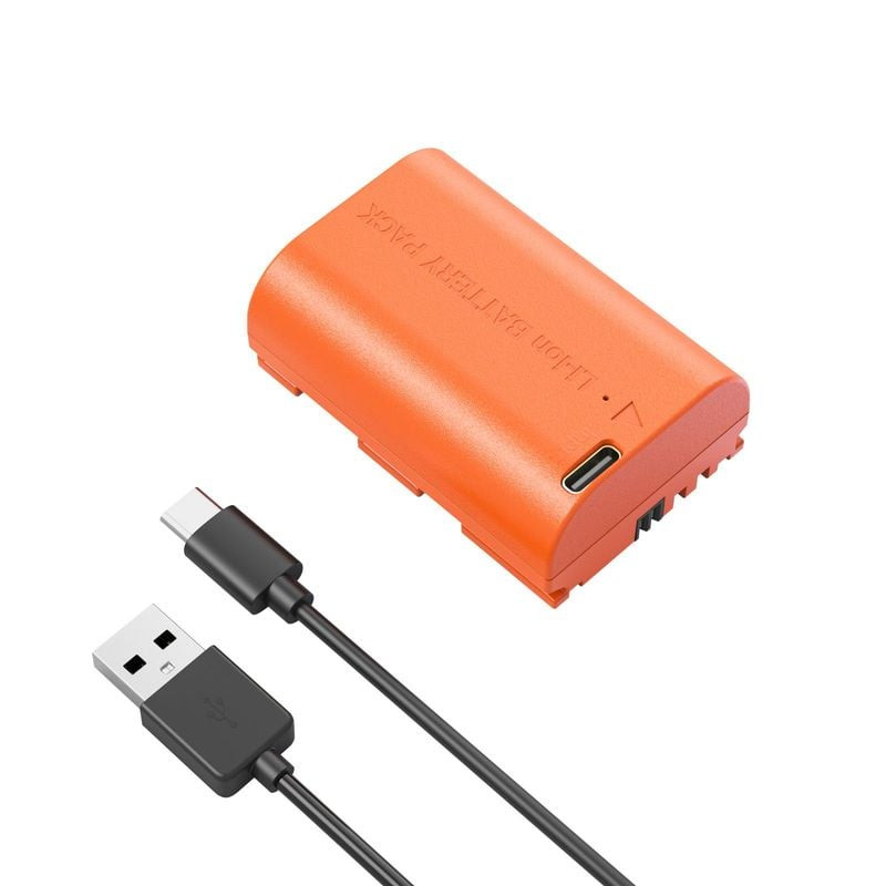 Batterie de remplacement SmallRig 5407 orange pour Canon LP-E6P avec port USB-C et câble de charge U