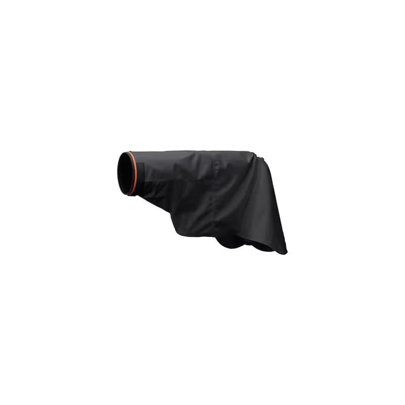 Housse de pluie noire Sony LCR-EL avec ouverture d'objectif à anneau orange et tissu durable sur fon