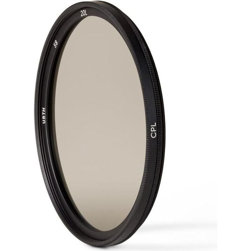 Packshot du filtre polarisant URTH PLC FILTER PLUS 58MM avec monture fine et verre SCHOTT B270.