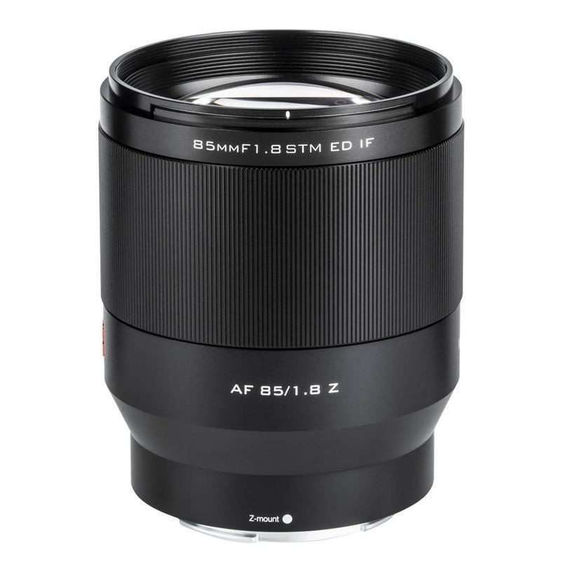 Packshot de l'objectif VILTROX AF 85mm f/1,8 Monture Nikon Z Plein Format, vue de face sur fond blan
