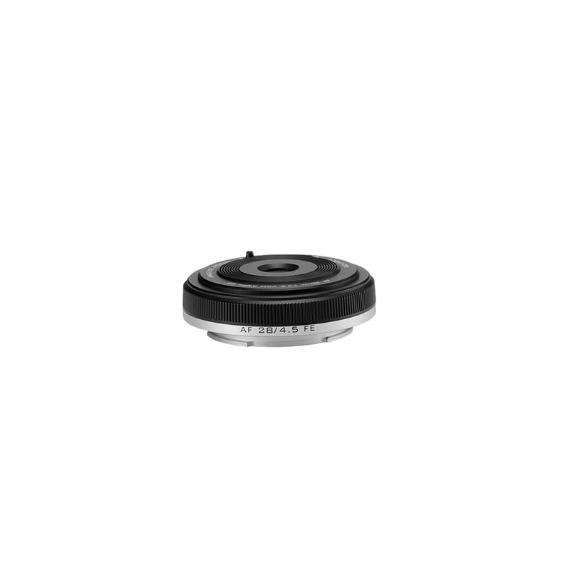 Packshot de l'objectif VILTROX AF 28 mm f/4,5 Monture Sony E Plein format Pancake 60 g, ultra-compac