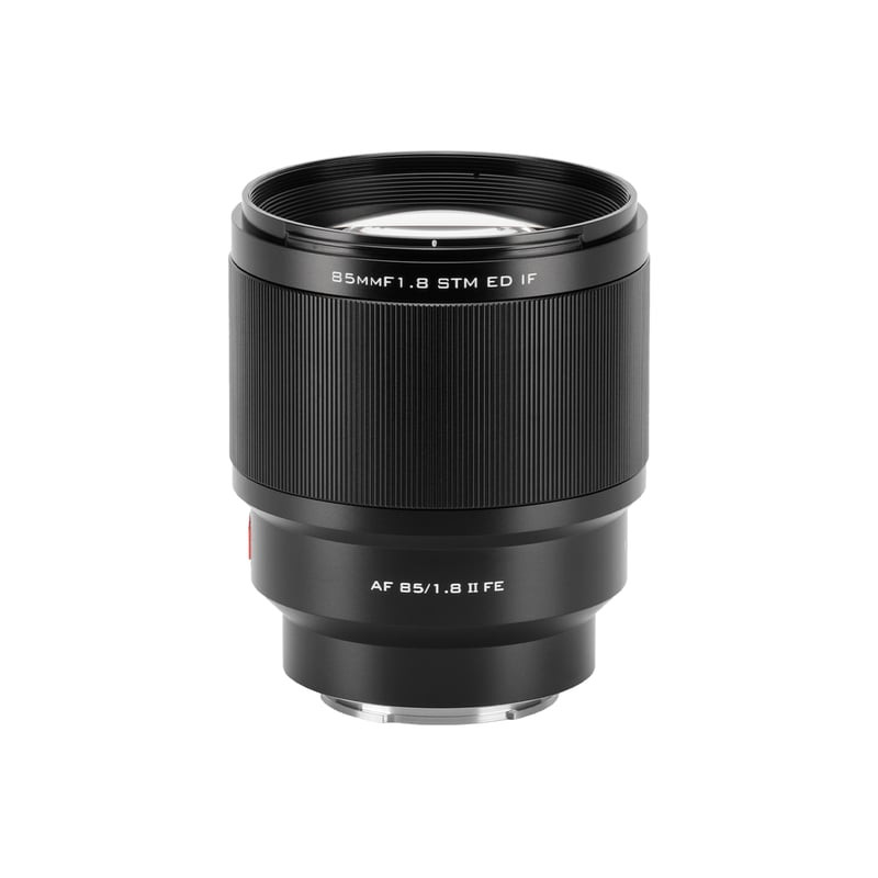 Objectif Viltrox FE 85mm f/1.8 AF II pour monture Sony E, vue de face, finition noire.